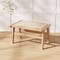 Costway 1/2 PCS Teak Wood Ottoman Footstool with Braided Rope for Living Room Bedroom Office